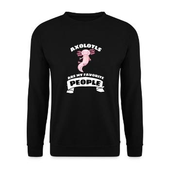 Haustier Salamander Lustiges Geschenk Axolotl - Unisex Pullover - Schwarz - Vorne - Alina (178cm) & Michal (187cm)