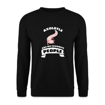 Salamander Haustier Lustiges Geschenk Axolotl - Unisex Pullover - Schwarz - Vorne - Alina (178cm) & Michal (187cm)
