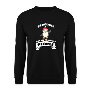 Weihnachten Zoo Tier Weihnachtsmann Pinguin - Unisex Pullover - Schwarz - Vorne - Alina (178cm) & Michal (187cm)