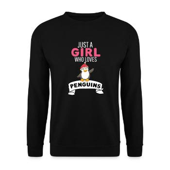 Girl Animal Lover Christmas Gift Penguin - Unisex Sweatshirt - black - Front - Alina (178cm) & Michal (187cm)