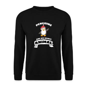 Bird Christmas Gift Santa Claus Penguin - Unisex Sweatshirt - black - Front - Alina (178cm) & Michal (187cm)