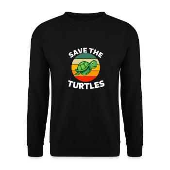 Militant des droits des animaux Ocean Animal Gift Retro Turtle - Sweat-shirt Unisexe - noir - Devant - Alina (178cm) & Michal (187cm)