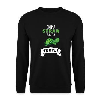 Meerestier Ozean Tier Geschenk Schildkröte - Unisex Pullover - Schwarz - Vorne - Alina (178cm) & Michal (187cm)