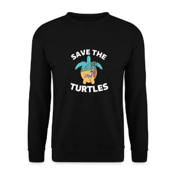 Vacances d’été Plage Animal Sauver les tortues - Sweat-shirt Unisexe - noir - Devant - Alina (178cm) & Michal (187cm)