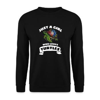 Only a girl who loves turtles turtle - Unisex Sweatshirt - black - Front - Alina (178cm) & Michal (187cm)
