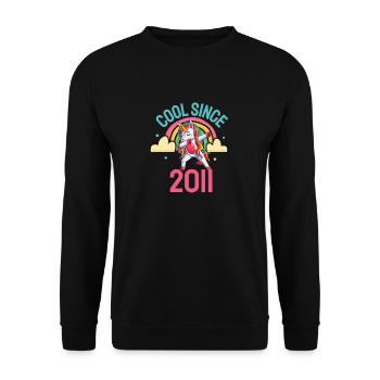 Cool depuis 2011 Dabbing Unicorn 11ème anniversaire - Sweat-shirt Unisexe - noir - Devant - Alina (178cm) & Michal (187cm)