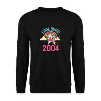 Cool seit 2004 Dabbing Einhorn 18. Geburtstag - Unisex Pullover - Schwarz - Vorne - Alina (178cm) & Michal (187cm)