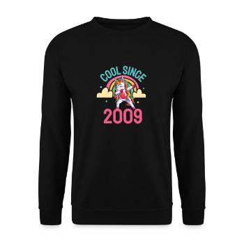 Cool since 2009 Dabbing Unicorn 13th birthday - Unisex Sweatshirt - black - Front - Alina (178cm) & Michal (187cm)