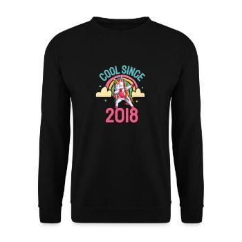 Cool since 2018 Dabbing Unicorn 4th Birthday - Unisex Sweatshirt - black - Front - Alina (178cm) & Michal (187cm)