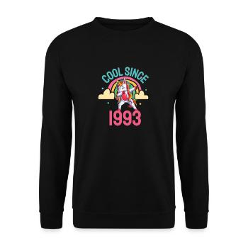 Cool seit 1993 Dabbing Einhorn 29. Geburtstag - Unisex Pullover - Schwarz - Vorne - Alina (178cm) & Michal (187cm)