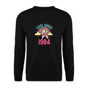 Cool since 1984 Dabbing Unicorn 38th birthday - Unisex Sweatshirt - black - Front - Alina (178cm) & Michal (187cm)