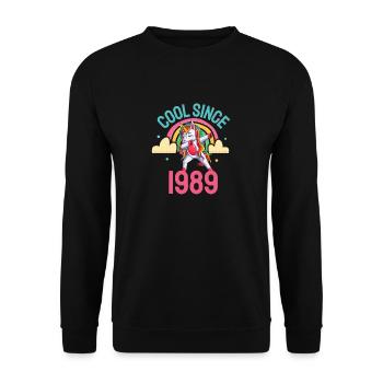 Cool since 1989 Dabbing Unicorn 33rd birthday - Unisex Sweatshirt - black - Front - Alina (178cm) & Michal (187cm)