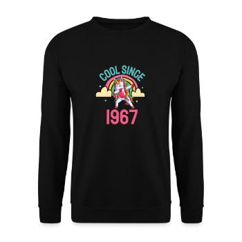 Cool since 1967 Dabbing Unicorn 55th birthday - Unisex Sweatshirt - black - Front - Alina (178cm) & Michal (187cm)