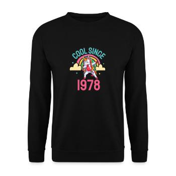 Cool since 1978 Dabbing Unicorn 44th birthday - Unisex Sweatshirt - black - Front - Alina (178cm) & Michal (187cm)