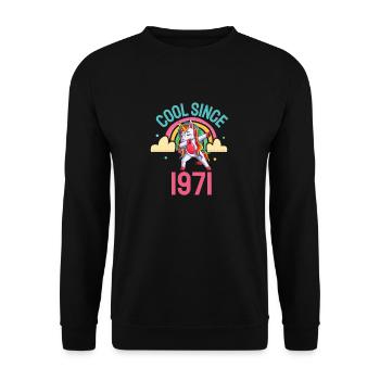 Cool since 1971 Dabbing Unicorn 51st birthday - Unisex Sweatshirt - black - Front - Alina (178cm) & Michal (187cm)