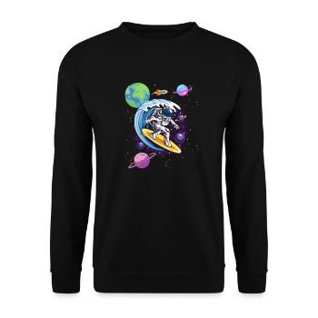 Galaxy Waves Surfing Space Surfer Astronaut - Unisex Sweatshirt - black - Front - Alina (178cm) & Michal (187cm)