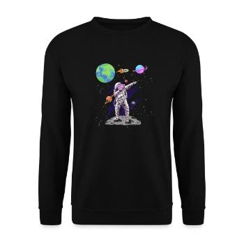 Dabbing Astronaut Space Planets Astronomy - Unisex Sweatshirt - black - Front - Alina (178cm) & Michal (187cm)