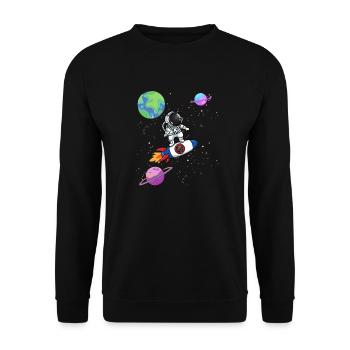 Planète Fusée Astronaute Système Solaire Spatial - Sweat-shirt Unisexe - noir - Devant - Alina (178cm) & Michal (187cm)