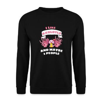 Amphibiens Salamandre Animal de compagnie Drôle Axolotl - Sweat-shirt Unisexe - noir - Devant - Alina (178cm) & Michal (187cm)