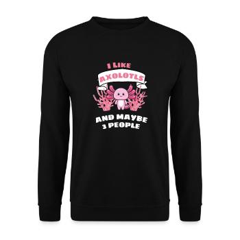 Salamander Süßes Tier Geschenk Lustiges Axolotl - Unisex Pullover - Schwarz - Vorne - Alina (178cm) & Michal (187cm)