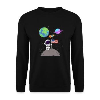USA Moon Landing Planet America Flag Astronaute - Sweat-shirt Unisexe - noir - Devant - Alina (178cm) & Michal (187cm)