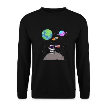 America Moon Landing Planet USA Flag Astronaut - Unisex Sweatshirt - black - Front - Alina (178cm) & Michal (187cm)