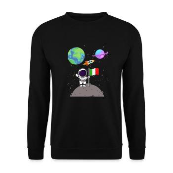Moon Landing Planet Italie Flag Astronaute - Sweat-shirt Unisexe - noir - Devant - Alina (178cm) & Michal (187cm)