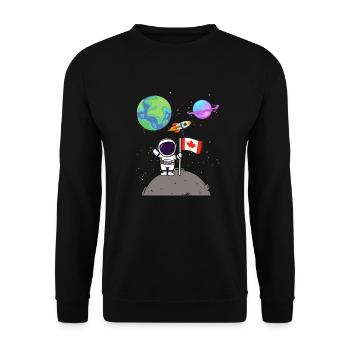 Mondlandung Planet Kanada Flagge Astronaut - Unisex Pullover - Schwarz - Vorne - Alina (178cm) & Michal (187cm)
