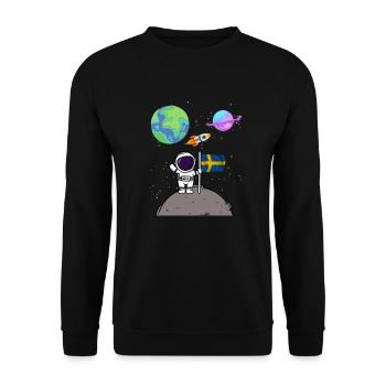 Mondlandung Planet Schweden Flagge Astronaut - Unisex Pullover - Schwarz - Vorne - Alina (178cm) & Michal (187cm)