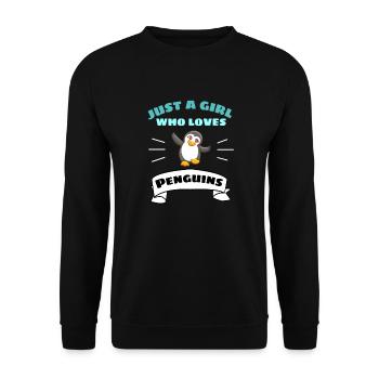 Animal Lovers Zoo Animal Girl Gift Penguin - Unisex Sweatshirt - black - Front - Alina (178cm) & Michal (187cm)