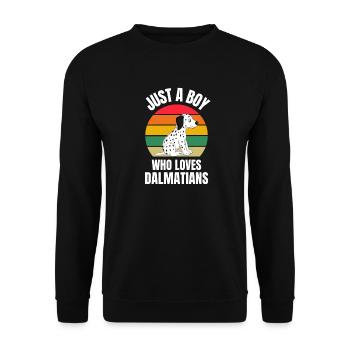 Retro Dalmatiner Jungen - Unisex Pullover - Schwarz - Vorne - Alina (178cm) & Michal (187cm)