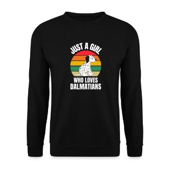 Retro Hunde Haustier Geschenk Mädchen Dalmatiner - Unisex Pullover - Schwarz - Vorne - Alina (178cm) & Michal (187cm)