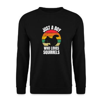 Young Forest Animal Retro Squirrel - Unisex Sweatshirt - black - Front - Alina (178cm) & Michal (187cm)