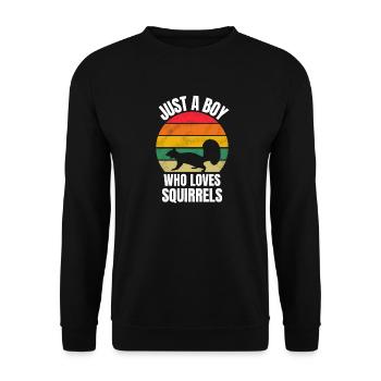 Forest Animal Rodent Boys Retro Squirrel - Unisex Sweatshirt - black - Front - Alina (178cm) & Michal (187cm)