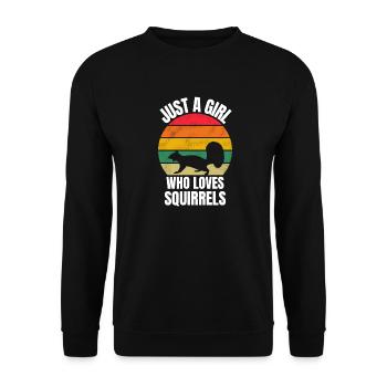 Forest Dweller Nature Girl Retro Squirrel - Unisex Sweatshirt - black - Front - Alina (178cm) & Michal (187cm)