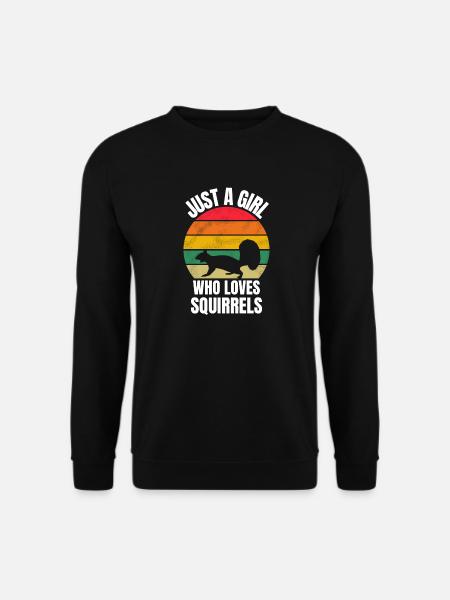 Waldbewohner Natur Mädchen Retro Eichhörnchen - Unisex Pullover - Schwarz