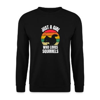 Forest Dweller Girls Forest Animal Retro Squirrel - Unisex Sweatshirt - black - Front - Alina (178cm) & Michal (187cm)
