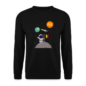 Planet Belgien Flagge Mondlandung Astronaut - Unisex Pullover - Schwarz - Vorne - Alina (178cm) & Michal (187cm)