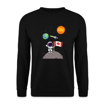 Planet Kanada Flagge Mondlandung Astronaut - Unisex Pullover - Schwarz - Vorne - Alina (178cm) & Michal (187cm)