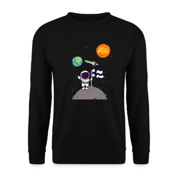 Planet Finnland Flagge Mondlandung Astronaut - Unisex Pullover - Schwarz - Vorne - Alina (178cm) & Michal (187cm)