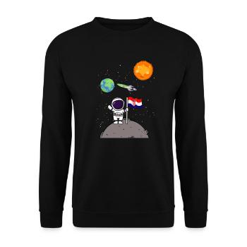 Planet Kroatien Flagge Mondlandung Astronaut - Unisex Pullover - Schwarz - Vorne - Alina (178cm) & Michal (187cm)