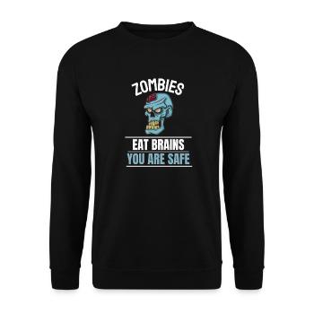 Gehirn Zombie Geschenk Lustiges Halloween - Unisex Pullover - Schwarz - Vorne - Alina (178cm) & Michal (187cm)