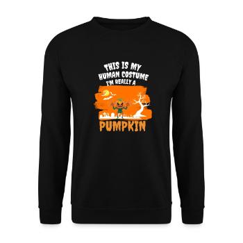 Creepy Pumpkin Costume Gift Halloween - Unisex Sweatshirt - black - Front - Alina (178cm) & Michal (187cm)