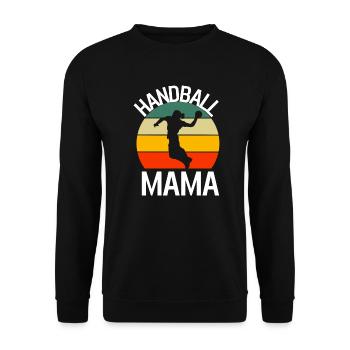 Handballer Mama Muttertag Geschenk Retro Handball - Unisex Pullover - Schwarz - Vorne - Alina (178cm) & Michal (187cm)