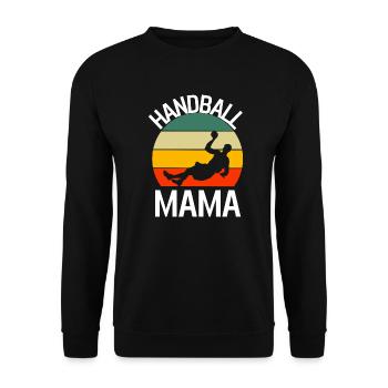 Retro Handball Mama - Unisex Pullover - Schwarz - Vorne - Alina (178cm) & Michal (187cm)
