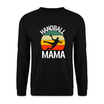 Sport Handballspieler Mama Retro Sportler Handball - Unisex Pullover - Schwarz - Vorne - Alina (178cm) & Michal (187cm)