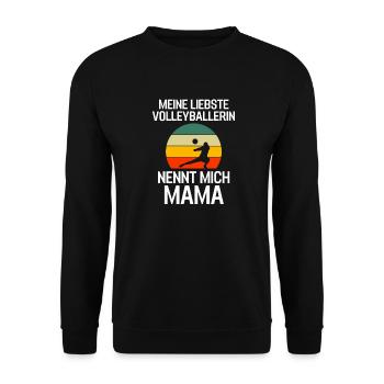 Retro Volleyballer Mama Volleyball - Unisex Pullover - Schwarz - Vorne - Alina (178cm) & Michal (187cm)
