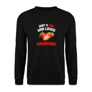 Sommer Obst Rote Beeren Mädchen Geschenk Erdbeere - Unisex Pullover - Schwarz - Vorne - Alina (178cm) & Michal (187cm)