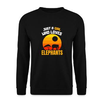Retro Elefanten Mädchen - Unisex Pullover - Schwarz - Vorne - Alina (178cm) & Michal (187cm)