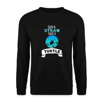 Zoo Animal Lovers Ocean Animal Retro Turtle - Unisex Sweatshirt - black - Front - Alina (178cm) & Michal (187cm)